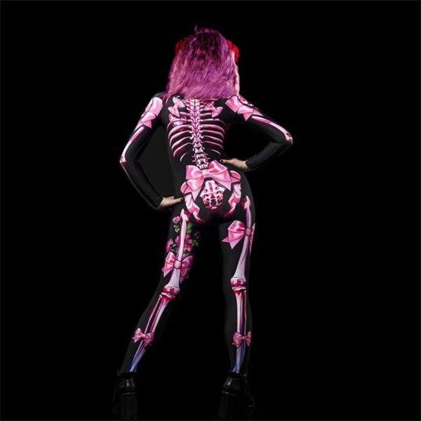 Halloween Masquerade Costume Mother Kids Scary Skull Skeleton One Piece Rose Bodysuit Carnival Girl Family Look Matching Clothes - Image 24