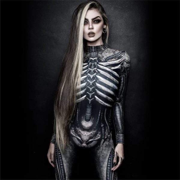 Halloween Masquerade Costume Mother Kids Scary Skull Skeleton One Piece Rose Bodysuit Carnival Girl Family Look Matching Clothes - Image 38