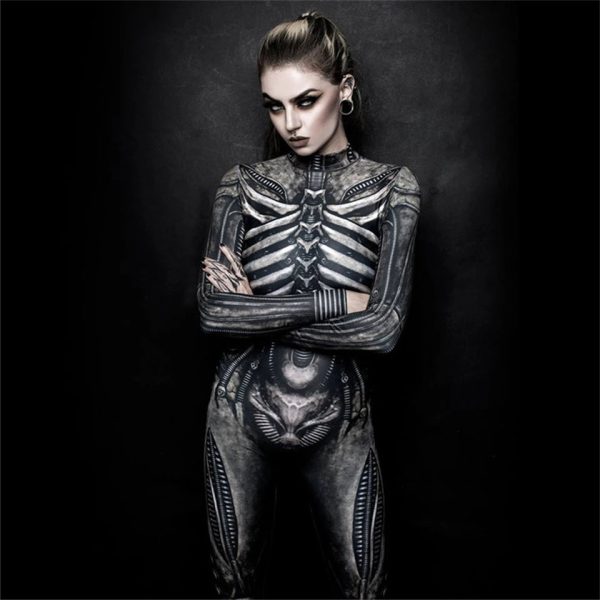 Halloween Masquerade Costume Mother Kids Scary Skull Skeleton One Piece Rose Bodysuit Carnival Girl Family Look Matching Clothes - Image 37