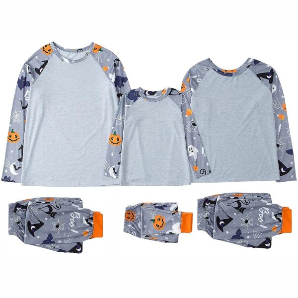 2024 New Halloween Family Pajamas Fashion Grimace Pattern  Family Matching Parent Child Suit Festival Home Orange Clothes - Image 27