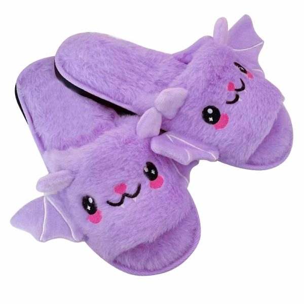 Halloween New Bat Slippers Women Plush Shoes Lightweight Home Silent Fuzzy Slipper Men Flip Flops Cartoon Kid Adults Flat Slides - Image 21