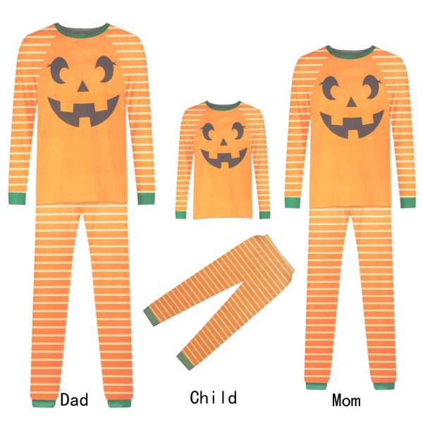 2024 New Halloween Family Pajamas Fashion Grimace Pattern  Family Matching Parent Child Suit Festival Home Orange Clothes - Image 26