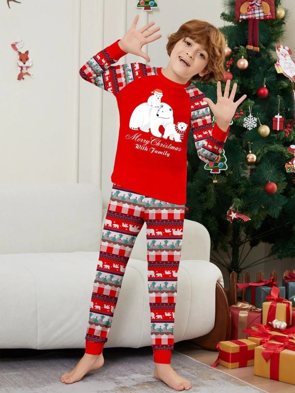 2024 Cartoon Bear Print Family Christmas Matching Pajamas Adults Kids Clothing Set Soft Warm Sleepwear Long Sleeve Loose Pyjamas - Image 16