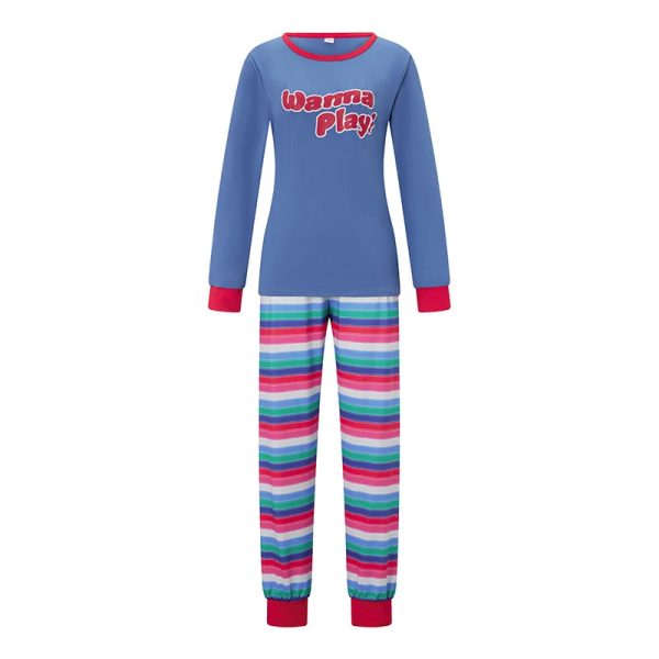 Family Pajamas Matching Set Halloween Costumes Long Sleeve Letters T-shirt Tops with Striped Pants Sleepwear Lounge Sets Outfits - Image 17