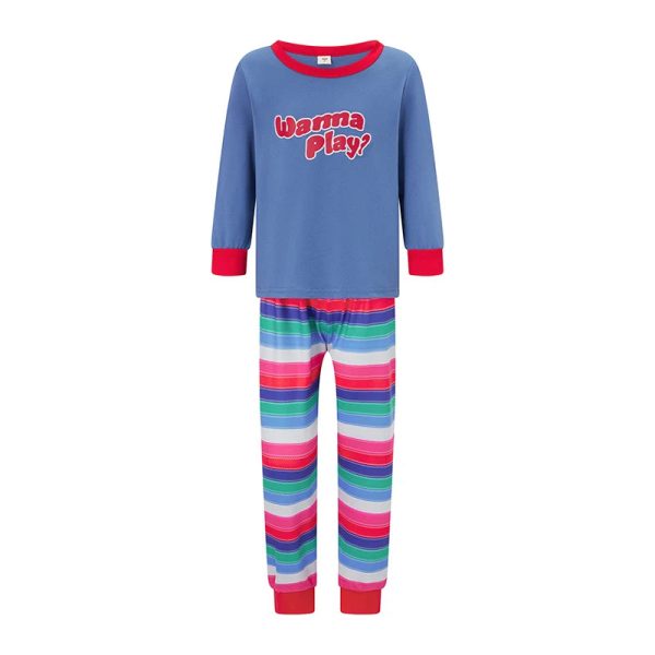 Family Pajamas Matching Set Halloween Costumes Long Sleeve Letters T-shirt Tops with Striped Pants Sleepwear Lounge Sets Outfits - Image 25