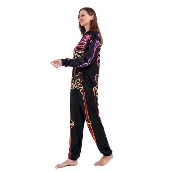 Halloween Skeleton Jumpsuit Pajama Set Family Matching Outfit Party Costume Father Mother Kid Family Look Hooded Overalls Pajama - Image 11
