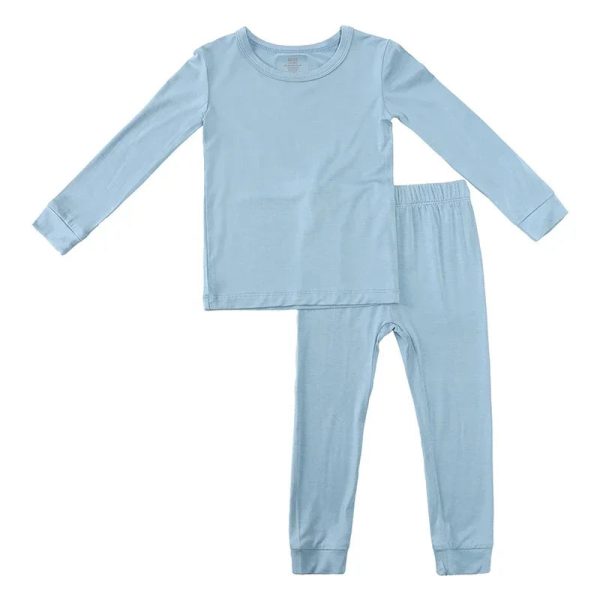2023 Bamboo Fiber For Kids Pyjamas Solid Long Sleeve Pants Breathable Sleepwear Clothes Toddler Boy Girl Loungerwear Outfits - Image 17