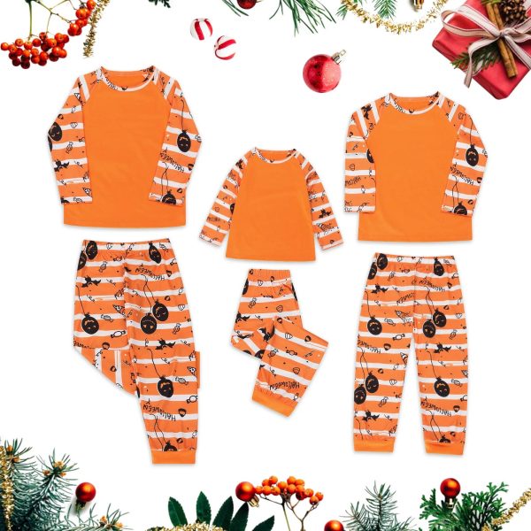 2024 New Halloween Family Pajamas Fashion Grimace Pattern  Family Matching Parent Child Suit Festival Home Orange Clothes - Image 17