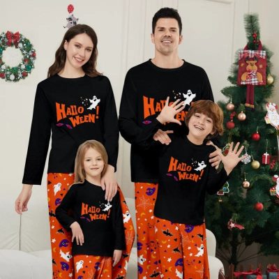 Halloween Family Look Clothes Imp Letter Print Adults Kids Matching Pajamas Cute Soft 2 Pieces Suit Sleepwear Set Baby y Romper