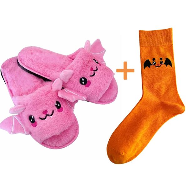 Halloween New Bat Slippers Women Plush Shoes Lightweight Home Silent Fuzzy Slipper Men Flip Flops Cartoon Kid Adults Flat Slides - Image 12