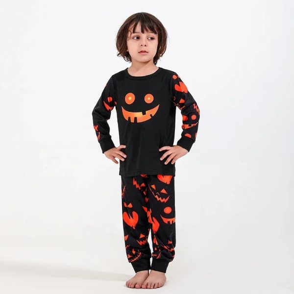 Halloween Party Clothes for Family Pumpkin Print Matching Pajamas Mom Dad Kids Sleepwear Baby Romper Thick Family Look Pyjamas - Image 5