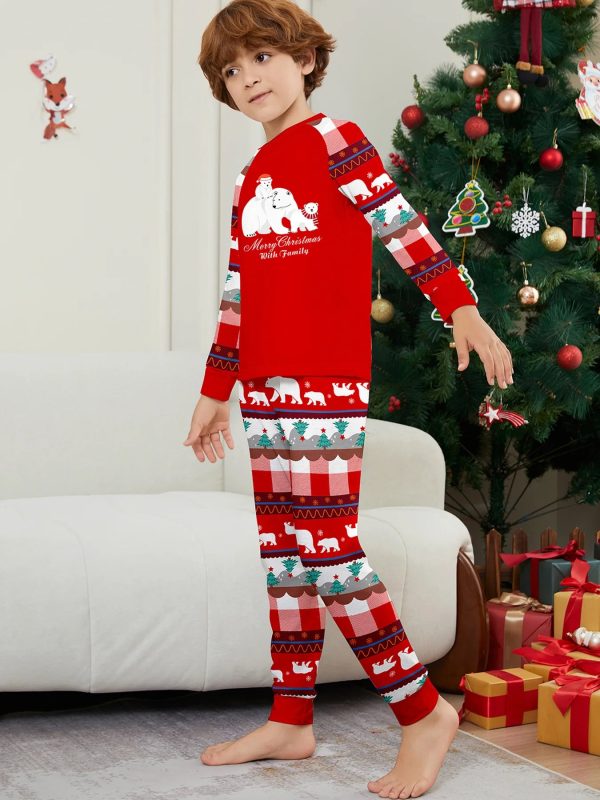 2024 Cartoon Bear Print Family Christmas Matching Pajamas Adults Kids Clothing Set Soft Warm Sleepwear Long Sleeve Loose Pyjamas - Image 17