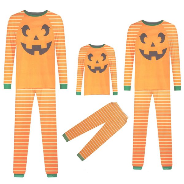 2024 New Halloween Family Pajamas Fashion Grimace Pattern  Family Matching Parent Child Suit Festival Home Orange Clothes - Image 7
