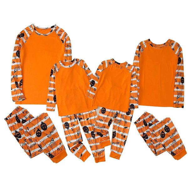 2024 New Halloween Family Pajamas Fashion Grimace Pattern  Family Matching Parent Child Suit Festival Home Orange Clothes - Image 10