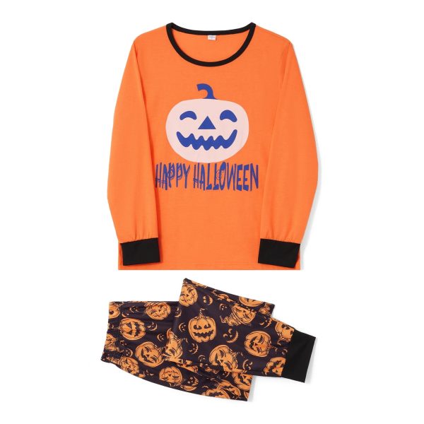 Halloween Pajamas for Family Cute Pumpkin Pattern Long Sleeve Tops + Pants Set Fall Sleepwear - Image 4