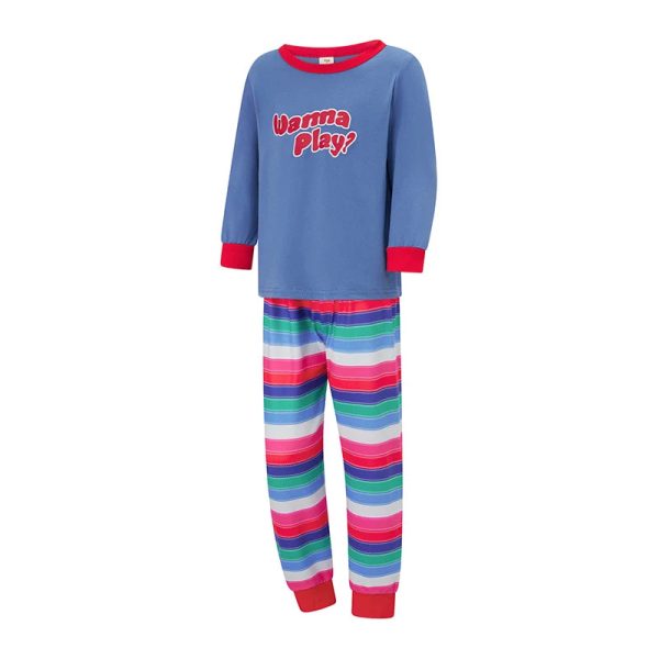Family Pajamas Matching Set Halloween Costumes Long Sleeve Letters T-shirt Tops with Striped Pants Sleepwear Lounge Sets Outfits - Image 27