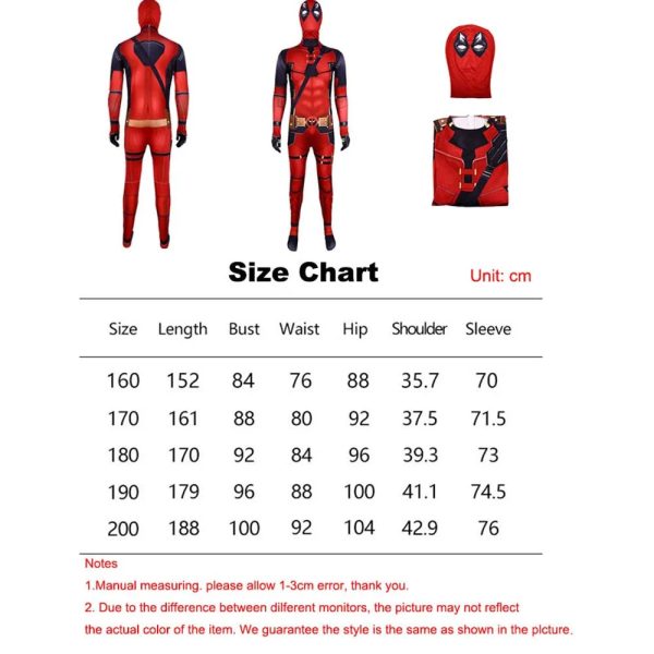 2 Piece Deadpool Wolverine Jumpsuit Red Men Women Cosplay Costume Superhero Headgear Performance Party Halloween Zentai Bodysuit - Image 6