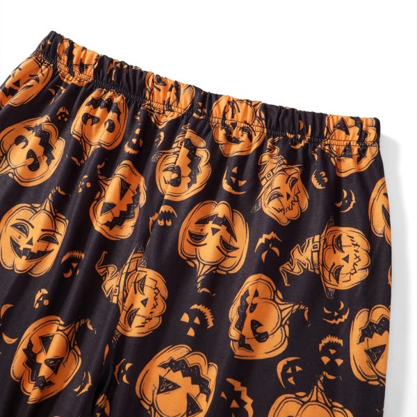 Halloween Pajamas for Family Cute Pumpkin Pattern Long Sleeve Tops + Pants Set Fall Sleepwear - Image 10