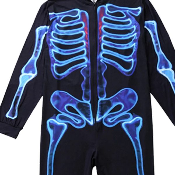 Halloween Skeleton Jumpsuit Pajama Set Family Matching Outfit Party Costume Father Mother Kid Family Look Hooded Overalls Pajama - Image 13