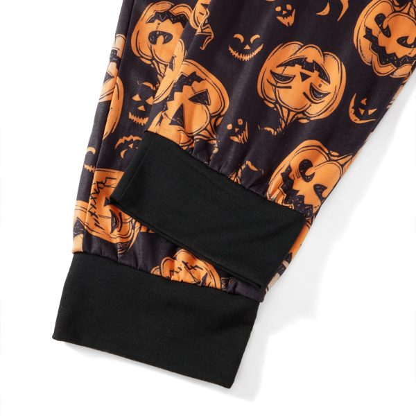 Halloween Pajamas for Family Cute Pumpkin Pattern Long Sleeve Tops + Pants Set Fall Sleepwear - Image 11