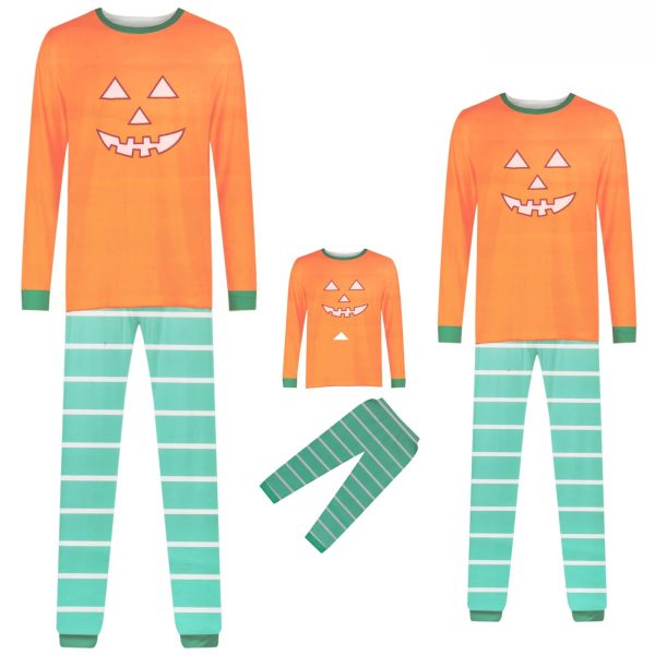 2024 New Halloween Family Pajamas Fashion Grimace Pattern  Family Matching Parent Child Suit Festival Home Orange Clothes - Image 25