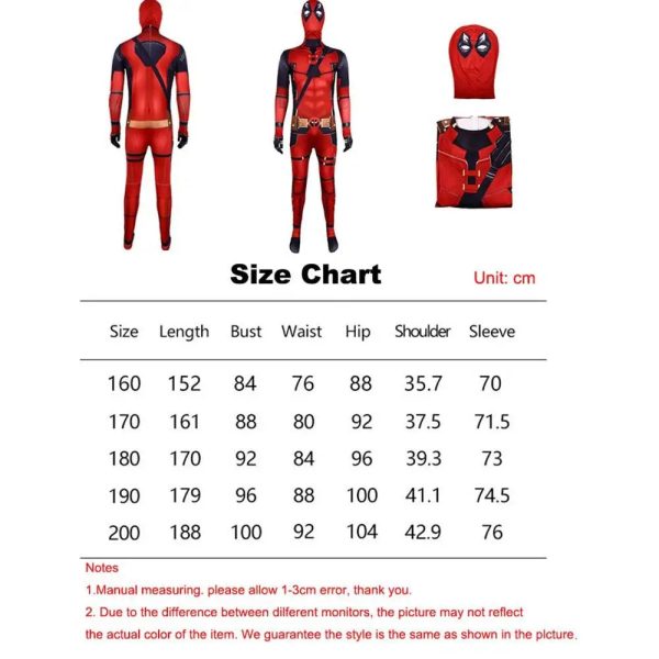 2 Piece Deadpool Wolverine Jumpsuit Red Men Women Cosplay Costume Superhero Headgear Performance Party Halloween Zentai Bodysuit - Image 8