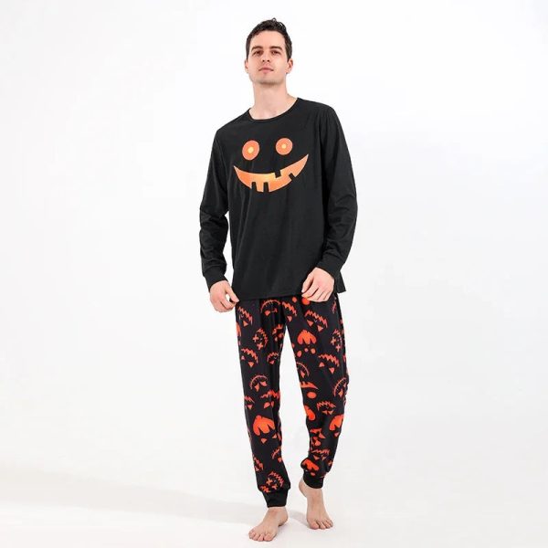 Halloween Party Clothes for Family Pumpkin Print Matching Pajamas Mom Dad Kids Sleepwear Baby Romper Thick Family Look Pyjamas - Image 9