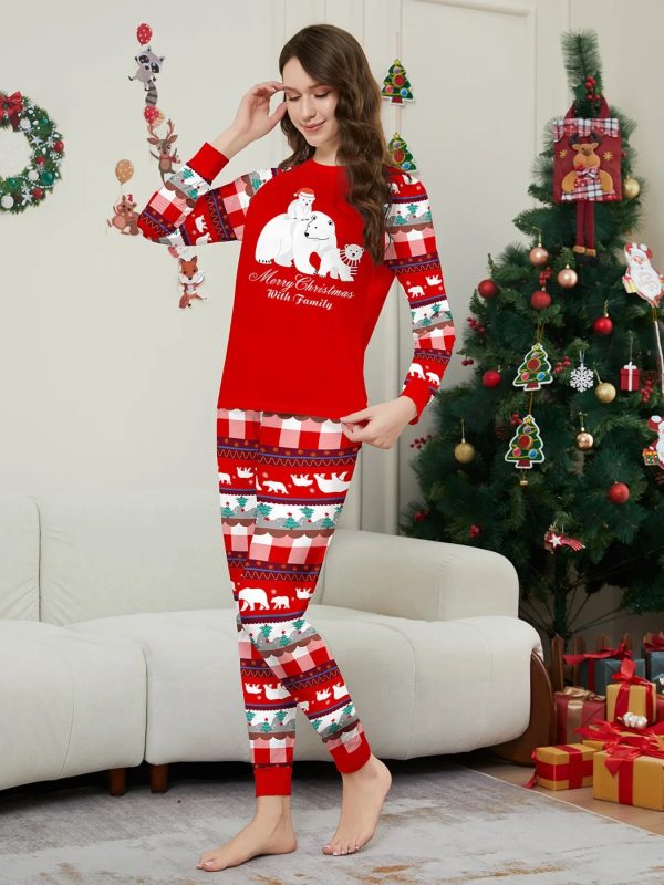 2024 Cartoon Bear Print Family Christmas Matching Pajamas Adults Kids Clothing Set Soft Warm Sleepwear Long Sleeve Loose Pyjamas - Image 4