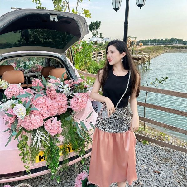 Mom and Daughter Shiny Dress 2024 Summer Mother Baby Girls Equal Clothes Elegant Women Sleeveless Dresses Parent-child Clothing - Image 6