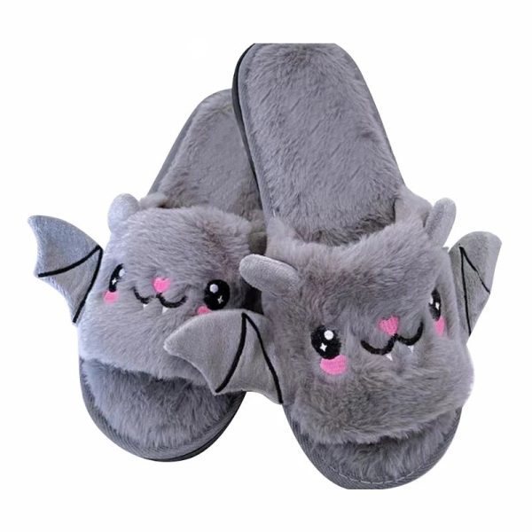Halloween New Bat Slippers Women Plush Shoes Lightweight Home Silent Fuzzy Slipper Men Flip Flops Cartoon Kid Adults Flat Slides - Image 9