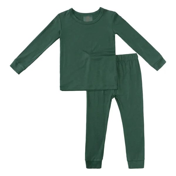 2023 Bamboo Fiber For Kids Pyjamas Solid Long Sleeve Pants Breathable Sleepwear Clothes Toddler Boy Girl Loungerwear Outfits - Image 16