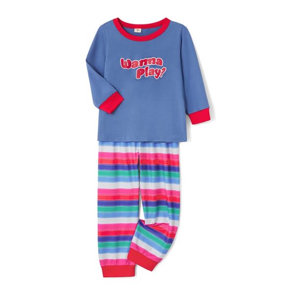 Family Pajamas Matching Set Halloween Costumes Long Sleeve Letters T-shirt Tops with Striped Pants Sleepwear Lounge Sets Outfits - Image 14
