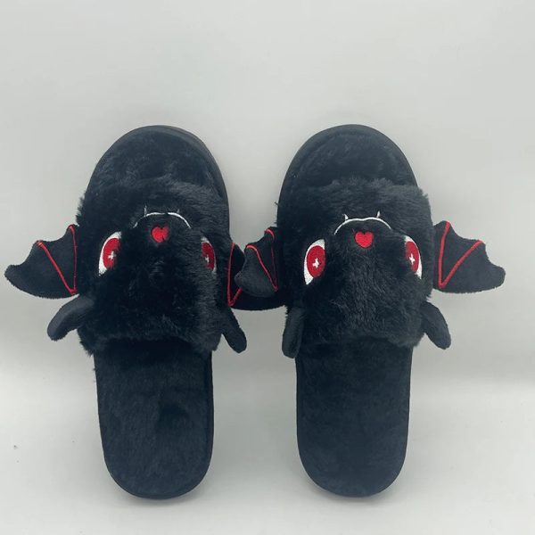 Halloween New Bat Slippers Women Plush Shoes Lightweight Home Silent Fuzzy Slipper Men Flip Flops Cartoon Kid Adults Flat Slides - Image 5
