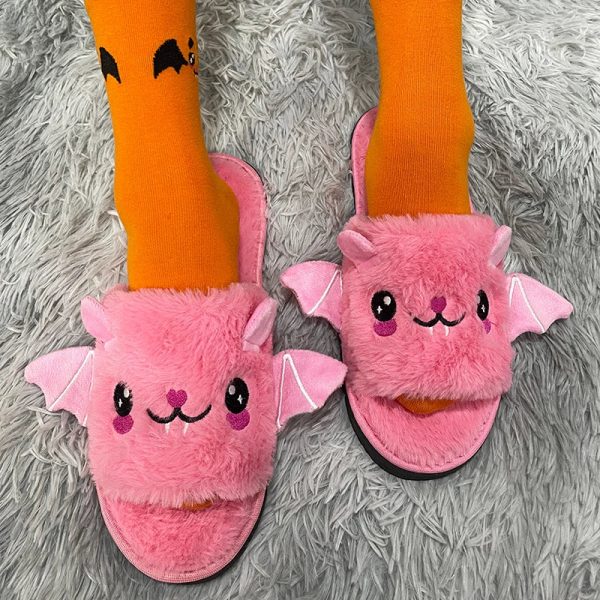 Halloween New Bat Slippers Women Plush Shoes Lightweight Home Silent Fuzzy Slipper Men Flip Flops Cartoon Kid Adults Flat Slides - Image 18