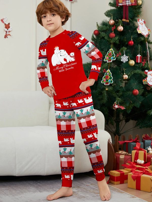 2024 Cartoon Bear Print Family Christmas Matching Pajamas Adults Kids Clothing Set Soft Warm Sleepwear Long Sleeve Loose Pyjamas - Image 18