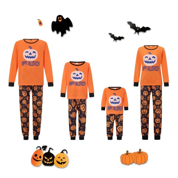Halloween Pajamas for Family Cute Pumpkin Pattern Long Sleeve Tops + Pants Set Fall Sleepwear - Image 3