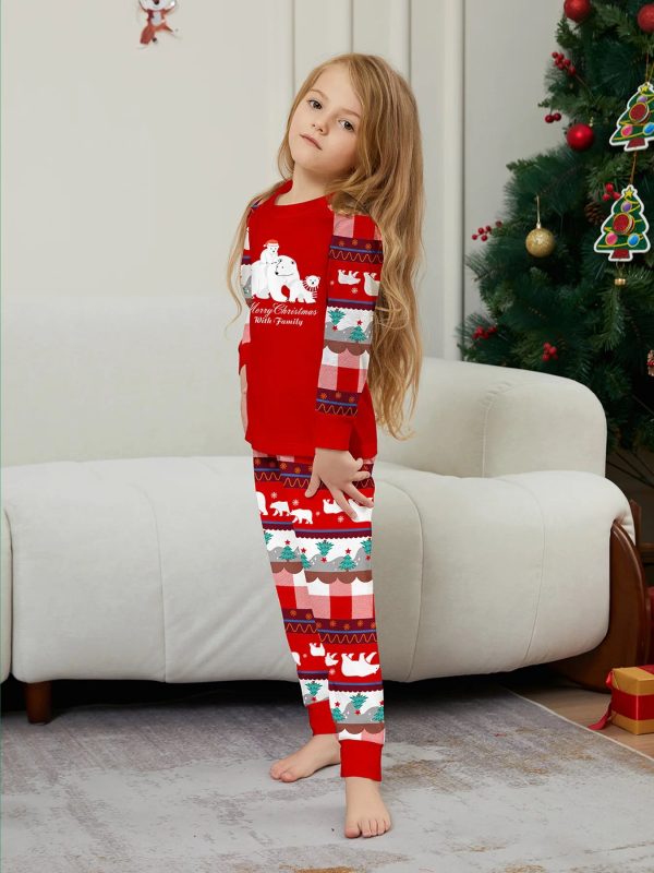 2024 Cartoon Bear Print Family Christmas Matching Pajamas Adults Kids Clothing Set Soft Warm Sleepwear Long Sleeve Loose Pyjamas - Image 21