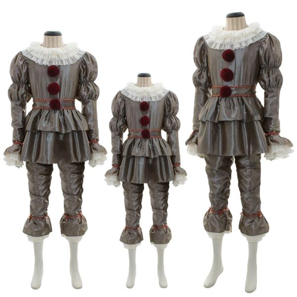 Halloween Cosplay Pennywise Costume Men Women Children Boy Girl Family Matching Stephen It Resurrection Night Clown Clothing Set - Image 9