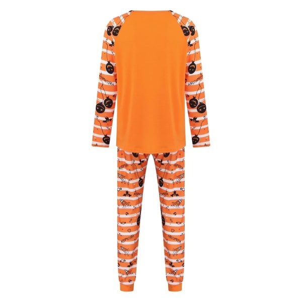 2024 New Halloween Family Pajamas Fashion Grimace Pattern  Family Matching Parent Child Suit Festival Home Orange Clothes - Image 20