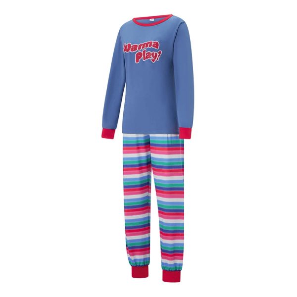 Family Pajamas Matching Set Halloween Costumes Long Sleeve Letters T-shirt Tops with Striped Pants Sleepwear Lounge Sets Outfits - Image 15