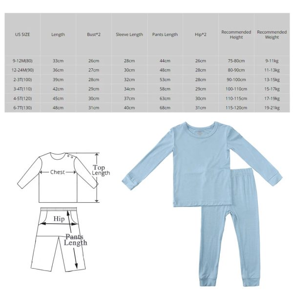 2023 Bamboo Fiber For Kids Pyjamas Solid Long Sleeve Pants Breathable Sleepwear Clothes Toddler Boy Girl Loungerwear Outfits - Image 19