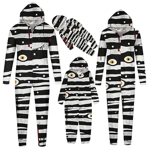 Halloween Party Family Matching Outfits Stripe Print Parent-child Homewear Soft Pajama Set Family Look Pjs 2024 Family Pyjamas - Image 4