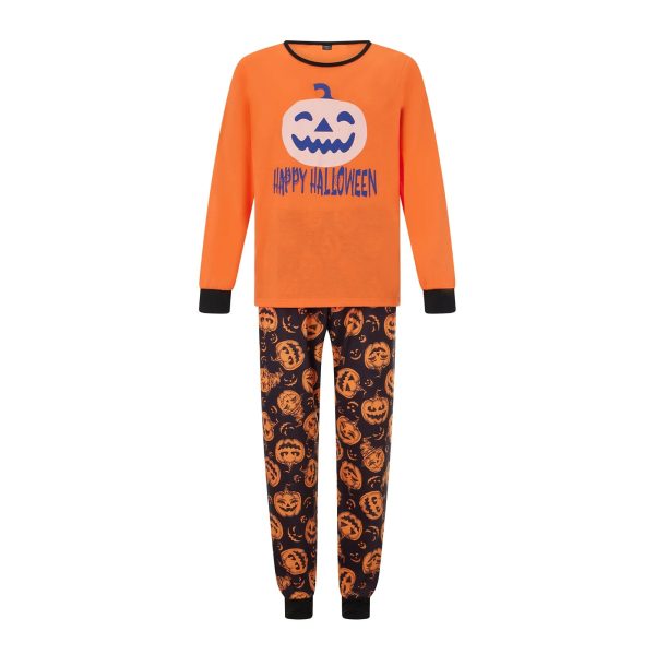 Halloween Pajamas for Family Cute Pumpkin Pattern Long Sleeve Tops + Pants Set Fall Sleepwear - Image 7