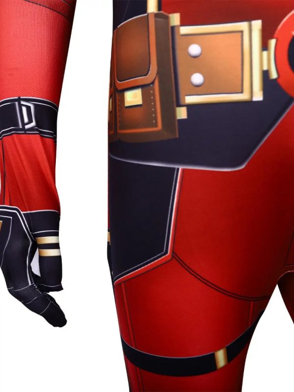 2 Piece Deadpool Wolverine Jumpsuit Red Men Women Cosplay Costume Superhero Headgear Performance Party Halloween Zentai Bodysuit - Image 16