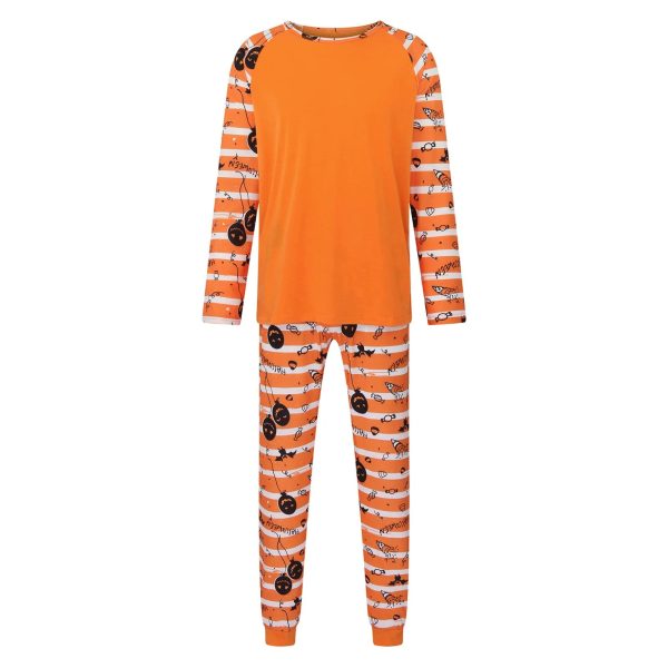 2024 New Halloween Family Pajamas Fashion Grimace Pattern  Family Matching Parent Child Suit Festival Home Orange Clothes - Image 19