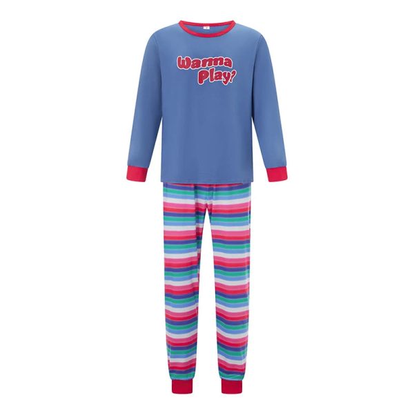 Family Pajamas Matching Set Halloween Costumes Long Sleeve Letters T-shirt Tops with Striped Pants Sleepwear Lounge Sets Outfits - Image 23