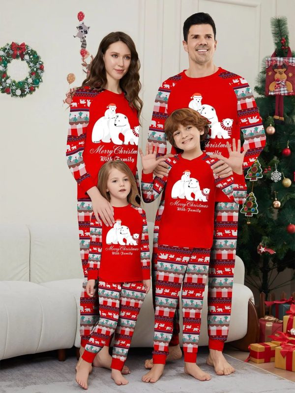 2024 Cartoon Bear Print Family Christmas Matching Pajamas Adults Kids Clothing Set Soft Warm Sleepwear Long Sleeve Loose Pyjamas - Image 7