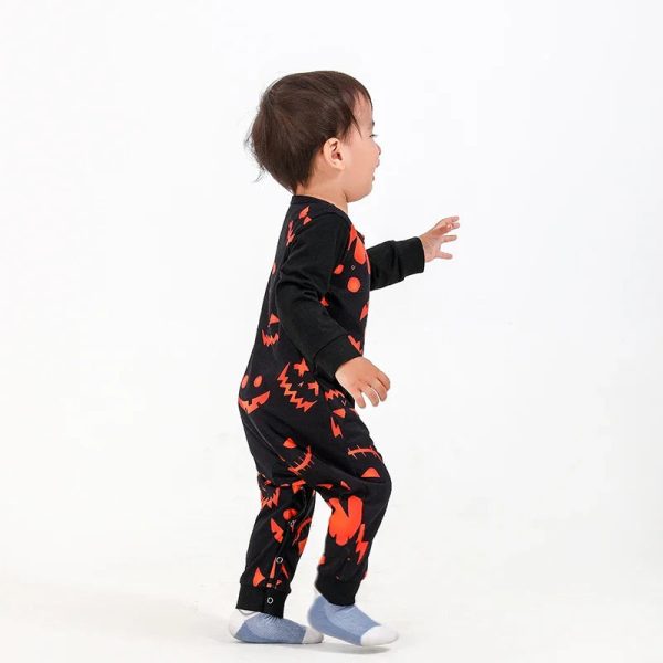 Halloween Party Clothes for Family Pumpkin Print Matching Pajamas Mom Dad Kids Sleepwear Baby Romper Thick Family Look Pyjamas - Image 17