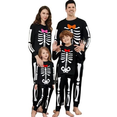 2024 Halloween Family Matching Outfits Skeleton Father Mother Children Pajamas Sets Daddy Mommy and Me Pj's Clothes Tops+Pants