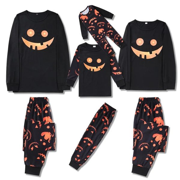 Halloween Party Clothes for Family Pumpkin Print Matching Pajamas Mom Dad Kids Sleepwear Baby Romper Thick Family Look Pyjamas - Image 2